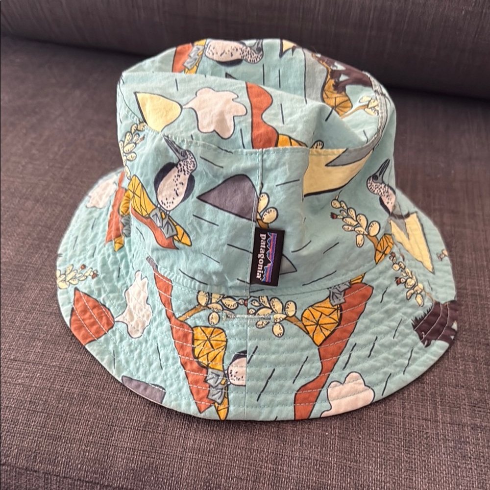 Patagonia Abstract Patterned Bucket Hat - Blue and Orange